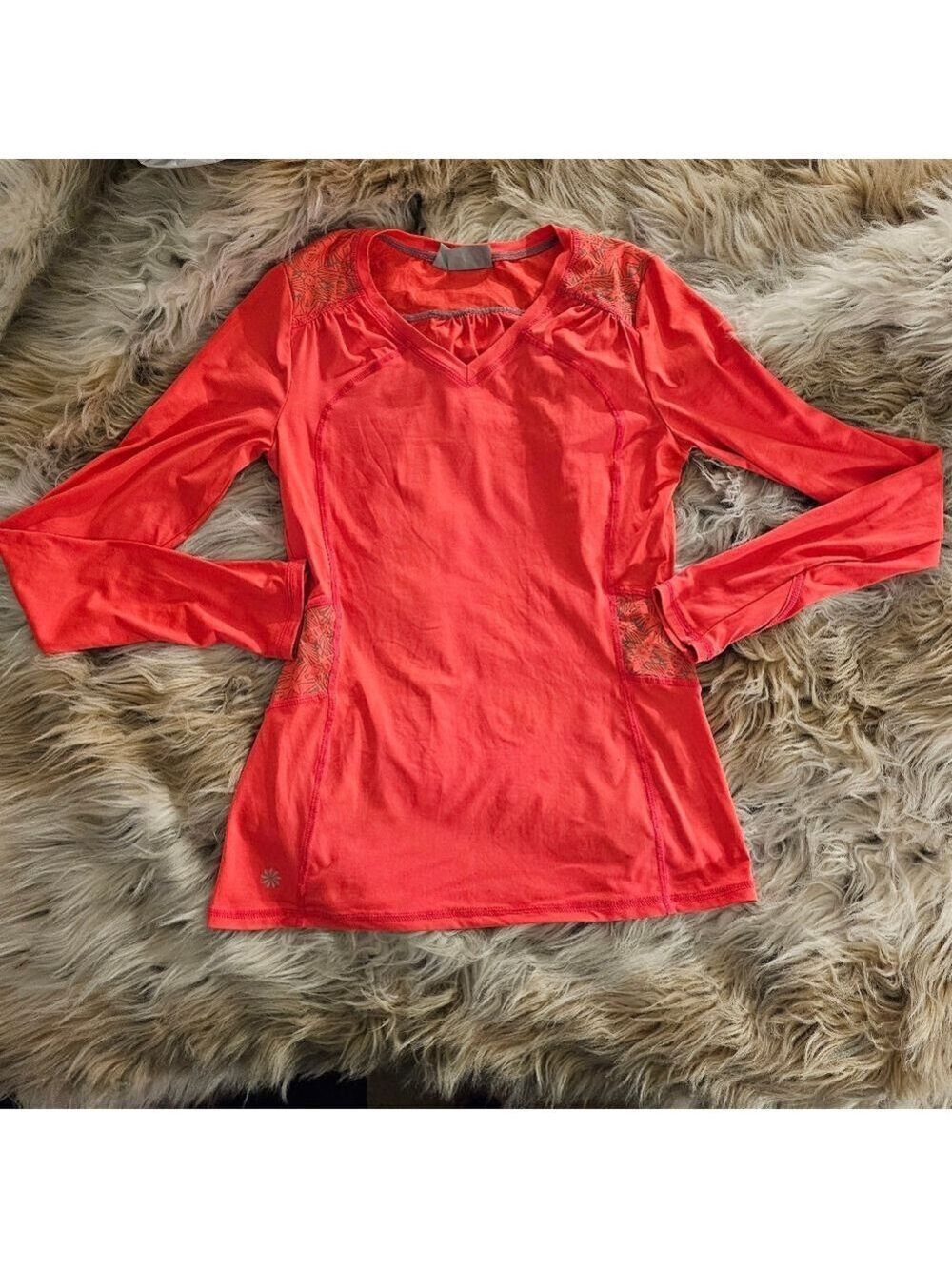 Athleta Northern Lights Neon Coral Long Sleeve Top